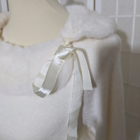 Vintage Pin Up Mod Sweater Top Fur Collar S - Picture 2 of 6